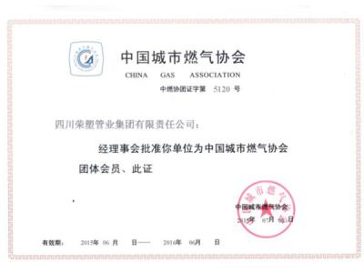 中国城市燃气协会会员证
